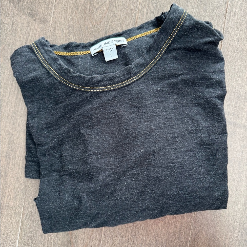 JAMES PERSE - ultra soft and light long sleeve shirt in grey heather (Size 1 /M)